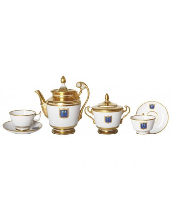 LOMONOSOV IMPERIAL PORCELAIN TEA SET ALEXANDRIA COTTAGE 15pc