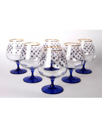 LOMONOSOV IMPERIAL GLASS COGNAC BRANDY BALOON COBALT NET SET 6 PC 550 ML/18.6 FL.OZ 