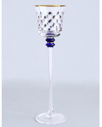 LOMONOSOV IMPERIAL GLASS CANDLE STICK HOLDER COBALT NET 27 CM/10.6"