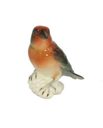 LOMONOSOV IMPERIAL PORCELAIN FIGURINE BIRD CROSSBILL RED