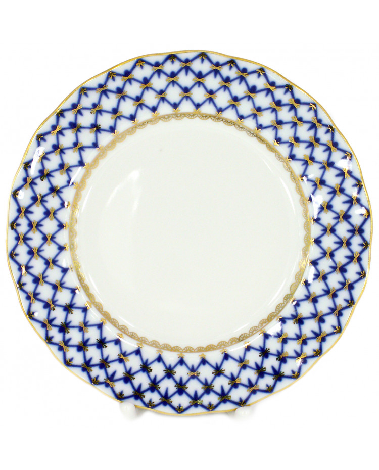 Imperial Lomonosov Porcelain Candy Dish Cobalt Net 