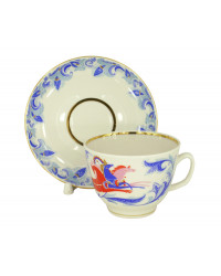LOMONOSOV IMPERIAL PORCELAIN TEACUP AND SAUCER GIFT RUSSIAN TROIKA 375 ML/12.7OZ