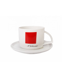 LOMONOSOV IMPERIAL PORCELAIN TEACUP AND SAUCER SUPREMATISM MALEVICH RED SQUARE 295 ml 10 oz
