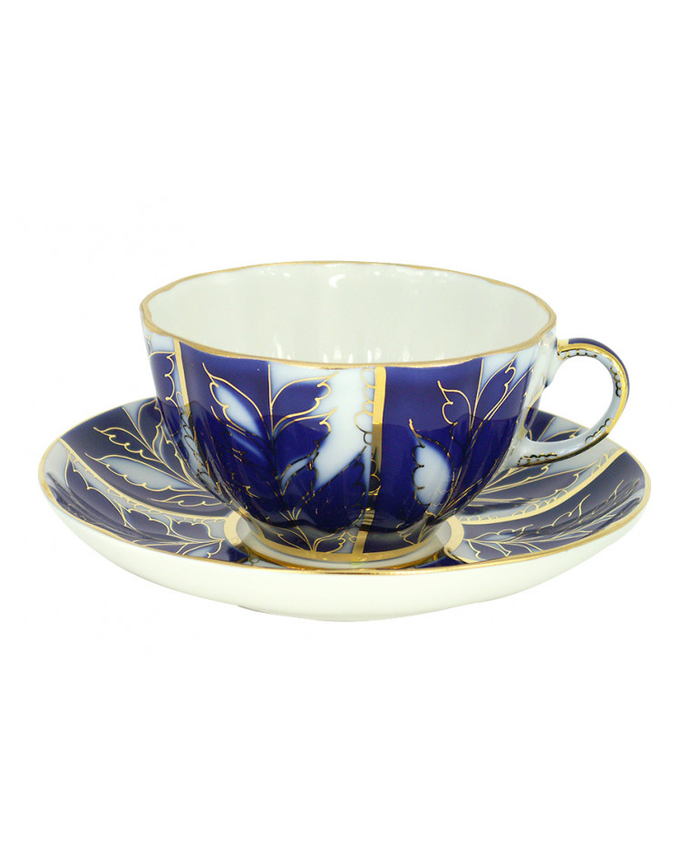 Lomonosov Porcelain Tea Set Cup and Saucer Tulip Frenchman 8.45 oz/250 ml Lomonosov Russia 