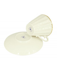 LOMONOSOV IMPERIAL PORCELAIN TEACUP AND SAUCER RADIANT GOLDEN EDGE 235 ML/8 OZ