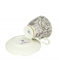 LOMONOSOV IMPERIAL BONE CHINA PORCELAIN ESPRESSO CUP CARNATION BLACK SUMMER 200 ml/6.9 fl.oz