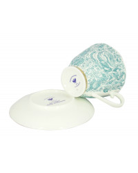 LOMONOSOV IMPERIAL BONE CHINA PORCELAIN ESPRESSO CUP CARNATION GREEN SUMMER 200 ml/6.9 fl.oz