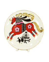 LOMONOSOV IMPERIAL PORCELAIN DECORATIVE WALL PLATE RED HORSE 195 mm 7.7"