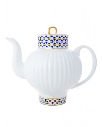 LOMONOSOV IMPERIAL BONE CHINA PORCELAIN TEA SET SERVICE COBALT NET WAVE 20 items