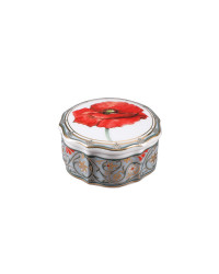 LOMONOSOV IMPERIAL PORCELAIN TREASURE JEWELERY BOX ROUND RED POPPY