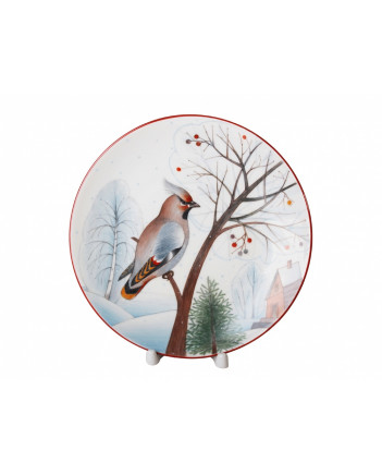 LOMONOSOV IMPERIAL PORCELAIN DECORATIVE WALL PLATE WAXWING 195 mm 7.7"