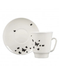 LOMONOSOV IMPERIAL BONE CHINA PORCELAIN ESPRESSO CUP MAY CATS AND MICE BUTTERFLIES 165 ml 5.6 fl.oz