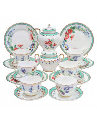 LOMONOSOV IMPERIAL BONE CHINA PORCELAIN TEA SET SERVICE SPRING FLORA SMILE 20 items