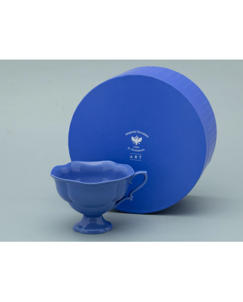 LOMONOSOV IMPERIAL BONE CHINA PORCELAIN TEA CUP NATASHA MONOCOLOR CORNFLOWER BLUE 220 ml/7.4 fl.oz