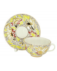  LOMONOSOV IMPERIAL PORCELAIN TEACUP AND SAUCER TULIP GOLDEN DAISY 250 ML/8.45 OZ