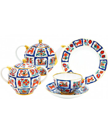 LOMONOSOV IMPERIAL PORCELAIN TEA SET SERVICE TULIP RUSSIAN LUBOK 20 items