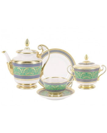 LOMONOSOV IMPERIAL PORCELAIN TEA SET ALEXANDRIA GOLDEN 20pc