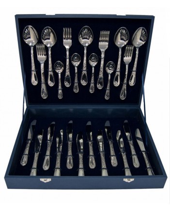 FLATWARE STAINLESS STEEL CUTLERY SET OF 48 IRISES WOODEN GIFT BOX