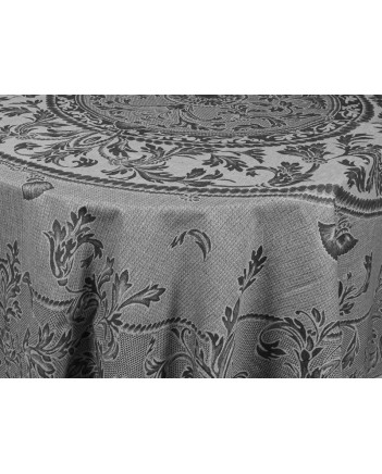 TABLECLOTH NATURAL LINEN COTTON FLAX  GRAY  OVAL 170x170 cm 67X67"