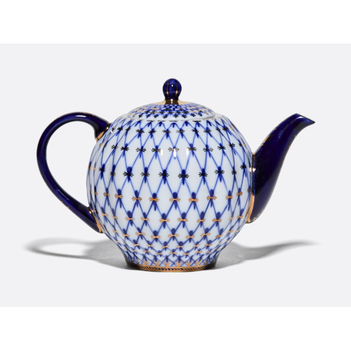 Cobalt Net Teapot, Tulip Shape Cobalt Net Teapot, Tulip Shape
