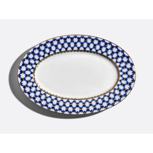 Cobalt Net Oval Dish, European Shape, 230 mm