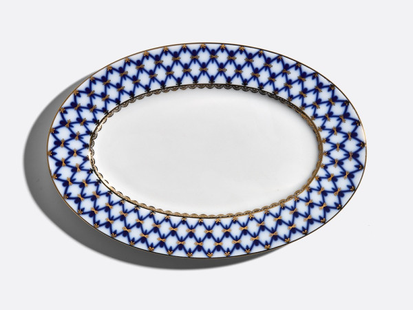 Cobalt Net Oval Dish, European Shape, 230 mm