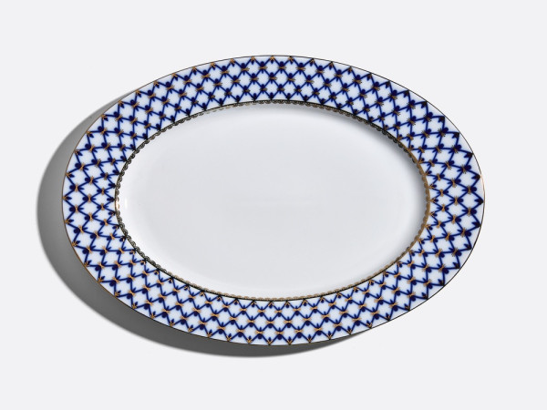 Cobalt Net Oval Dish, European Shape, 380 mm