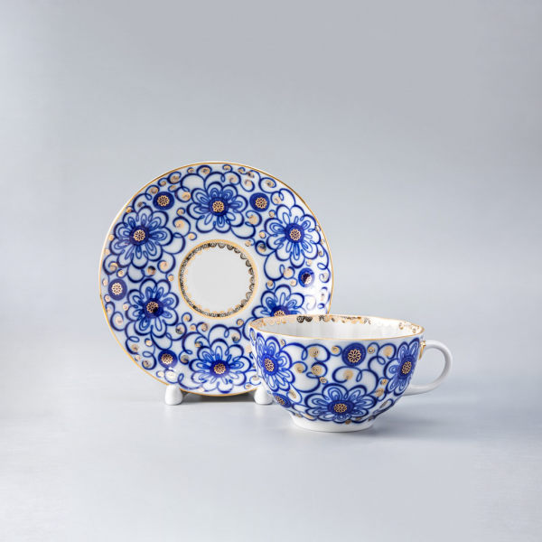 Winding Twig Tea Cup and Saucer, Tulip Shape