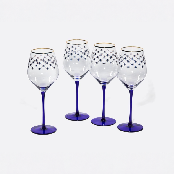 Cobalt Net Wine Glasses, Set of 4
