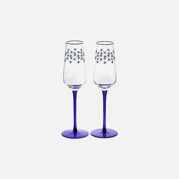 Cobalt Net Champagne Glasses, 200 ml, Set of 2