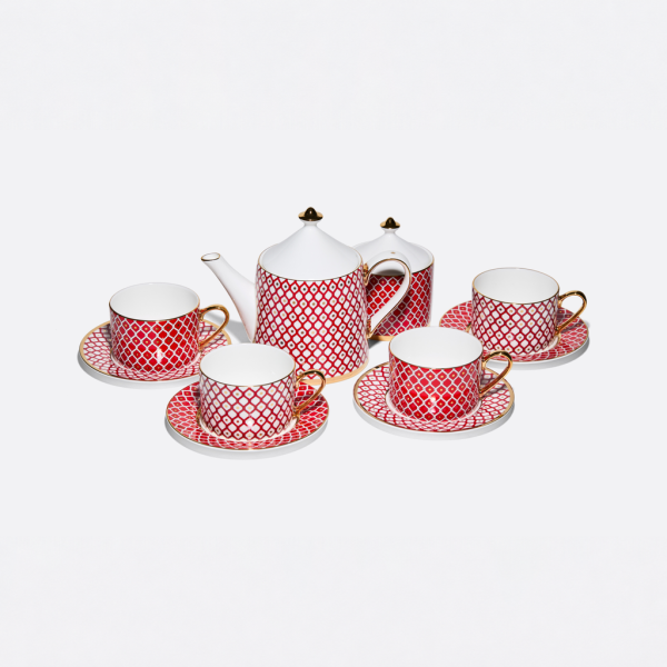 Scarlett Tea Set, Idyll Shape, for 4, 10 pieces