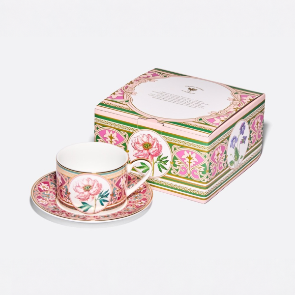 Wonderful Peony Cup and Saucer, Solo 2 Shape, 300 ml, Gift Set