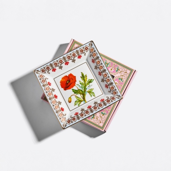 Oriental Poppy Trinket Box, Square Shape, Gift Set