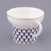 Cobalt Net Tea Cup and Saucer, Wave Shape