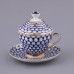 Cobalt Net Lidded Cup and Saucer, Tea Gift 2 Shape