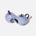 Cobalt Net Tea Set, Tulip Shape, for 6, 14 pieces