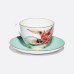 Tiger Iris Cup and Saucer, Spring-2 Shape, Turquoise, Gift Set