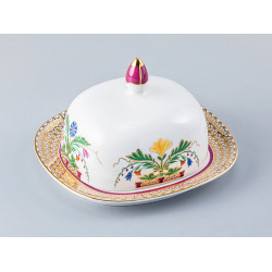 Moscow River Metallic Butter Dish, Alexandria Shape