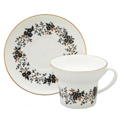 November Twigs with Edging Tea Cup and Saucer, Wave Shape