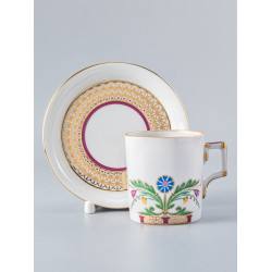Moscow River Metallic Tea Cup and Saucer, Heraldic Shape