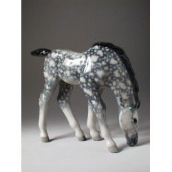 Grazing Foal Figurine, Dapple Grey