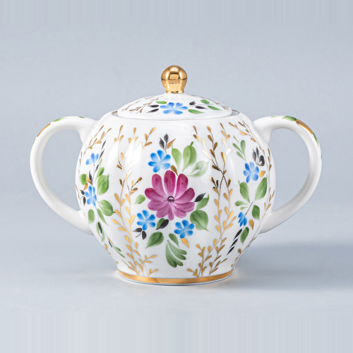 Golden Grass Sugar Bowl, Tulip Shape
