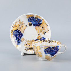 Golden Garden Tea Cup and Saucer, Tulip Shape