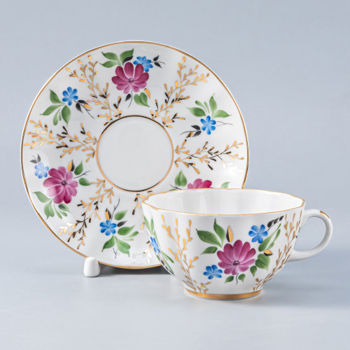 Golden Grass Tea Cup and Saucer, Tulip Shape