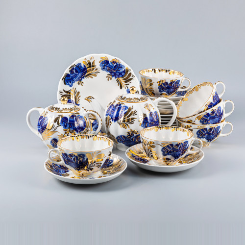 Golden Garden Tea Set, Tulip Shape, for 6, 20 pieces