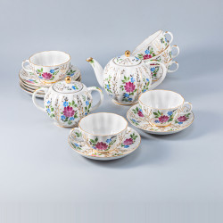Golden Grass Tea Set, Tulip Shape, for 6, 14 pieces