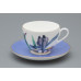 Amethyst Flame Cup and Saucer, Spring-2 Shape, Blue, Gift Set