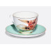 Tiger Iris Cup and Saucer, Spring-2 Shape, Turquoise, Gift Set