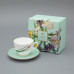 Tiger Iris Cup and Saucer, Spring-2 Shape, Turquoise, Gift Set
