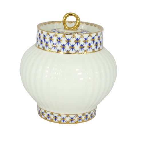 Cobalt Net Sugar Bowl, Wave Shape Cobalt Net Sugar Bowl, Wave Shape